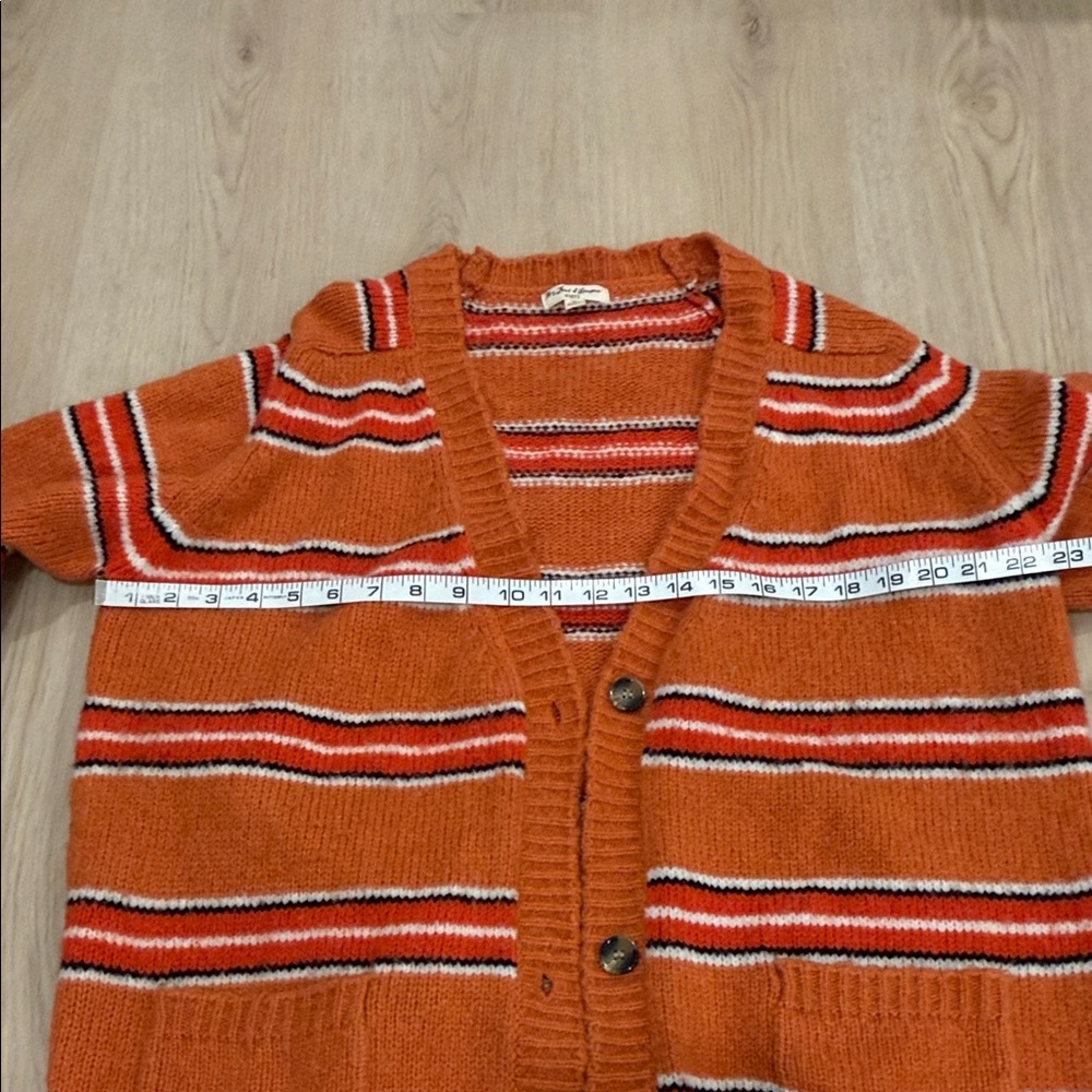 For Love & Lemons Medium Striped Orange Cardigan Sweater - Picture 4 of 7